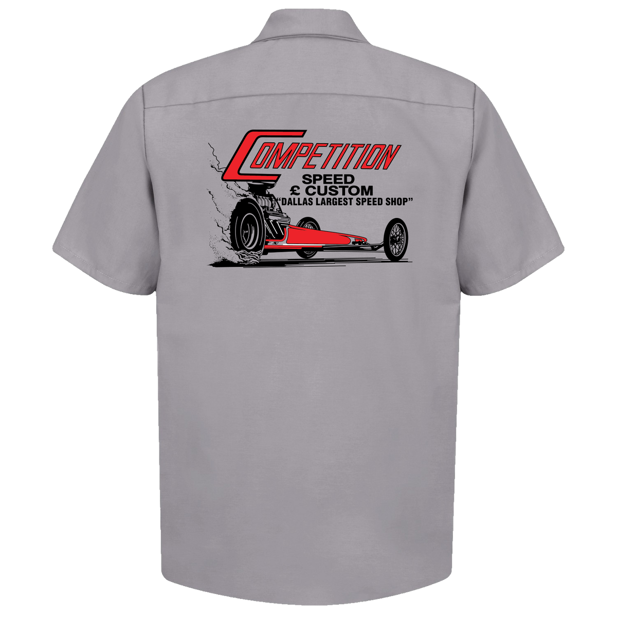 COMPETITION Speed & Custom Dallas Speed Shop Gray Button Down Shop Shirt