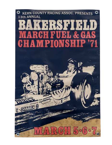 1971 '71 BAKERSFIELD FUEL & GAS Championship Garage Banner