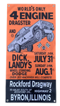 ROCKFORD DRAGWAY 1965 Event Banner Dick Landy AFX Dodge Garage Banner