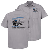 MT MICKEY THOMPSON Speed Equipment Gray Button Down Shop Shirt