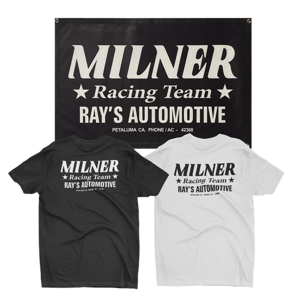 MILNER RACING TEAM Black & White Tee & Banner Bundle