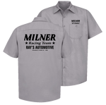 MILNER RACING TEAM Gray Button Down Shop Shirt